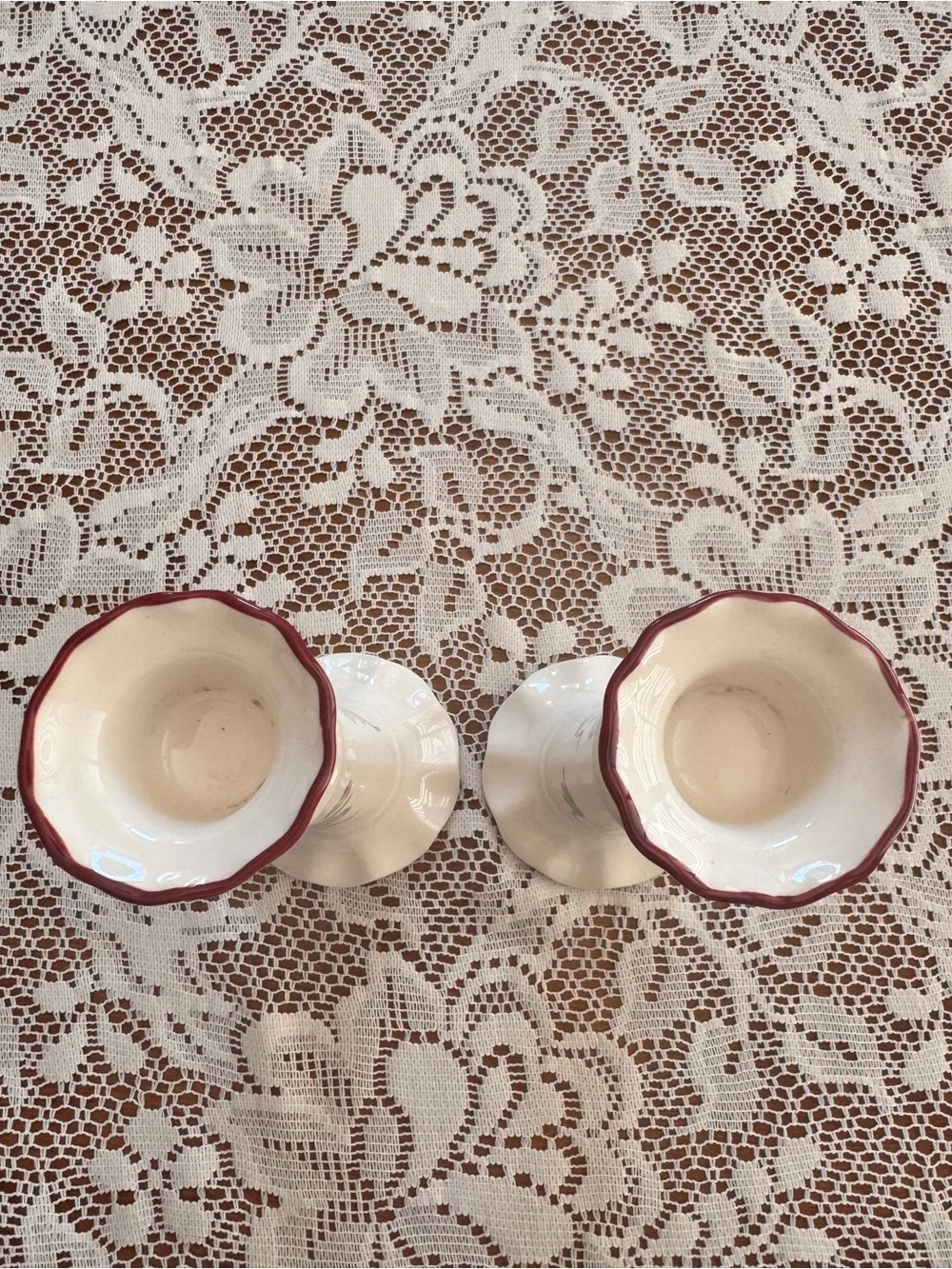 Vintage MANN Japan 1982 Floral Candlestick Holders Pair Cottagecore Porcelain